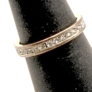 Gold Tone Rhinestone Eternity Band Ring Size 5.75 Sparkly Stackable